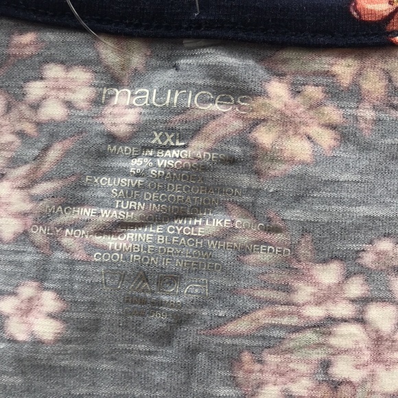 Plus Sz XXL Blue Floral Long Flutter Sleeve - Picture 6 of 7